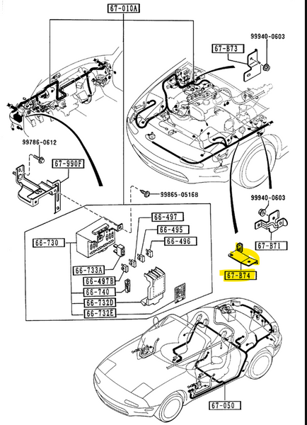 1990-1997 Mazda Miata Diagnostic Port Bracket 	NA05-67-BW0A