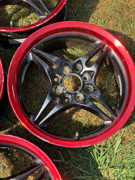 SSR Type X 15" 7' J +35 Super Star Racing Wheels 4x100 4x114 Black W Red Lip