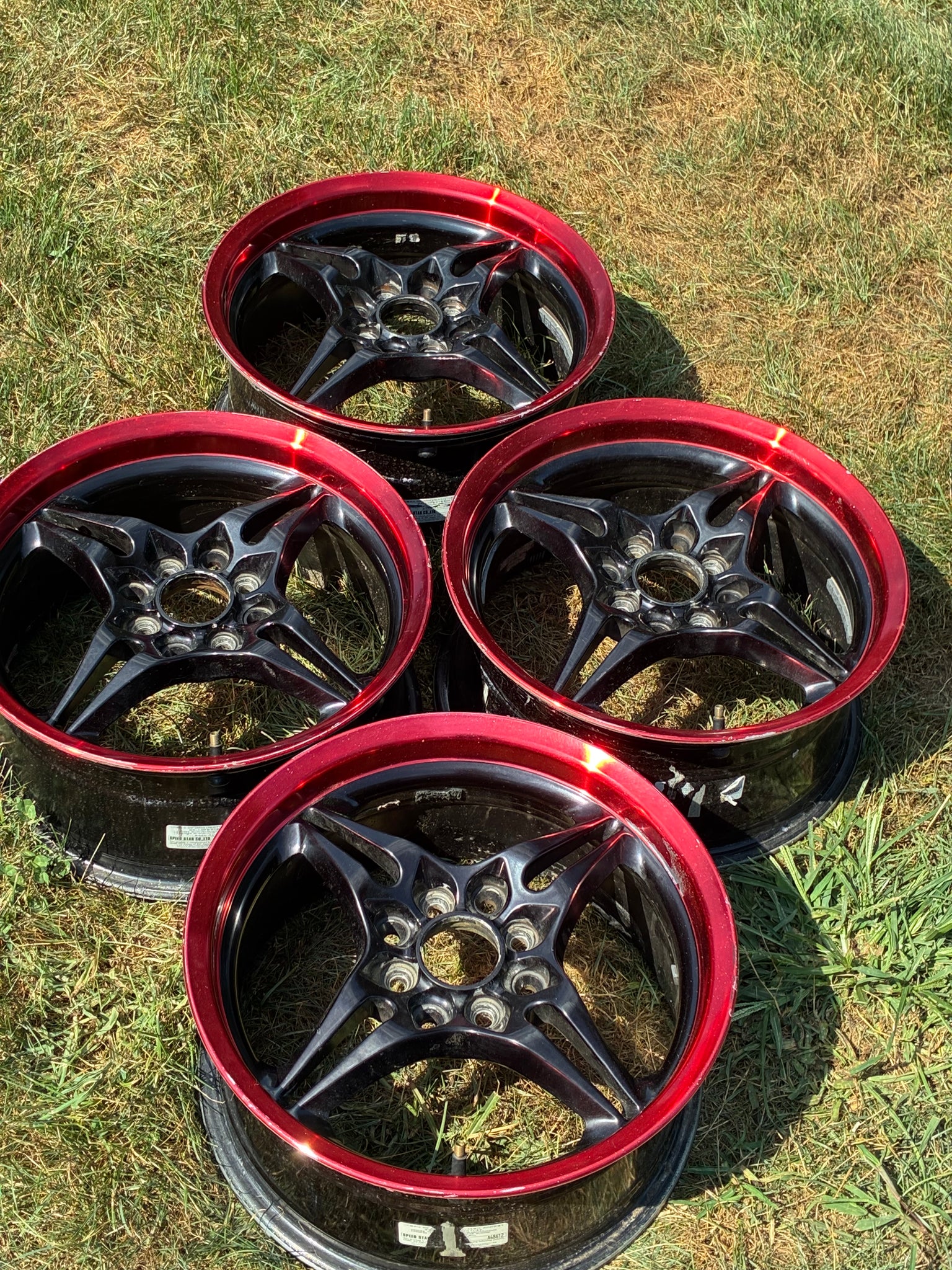 SSR Type X 15" 7' J +35 Super Star Racing Wheels 4x100 4x114 Black W Red Lip