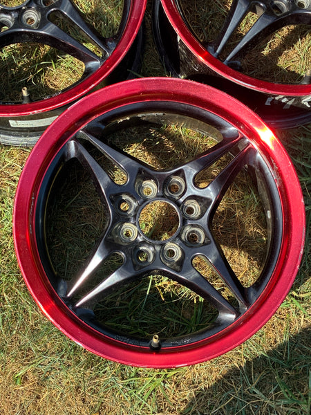 SSR Type X 15" 7' J +35 Super Star Racing Wheels 4x100 4x114 Black W Red Lip