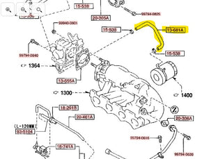 1994-1997 Mazda Miata Throttle Body to Oil Cooler Hose